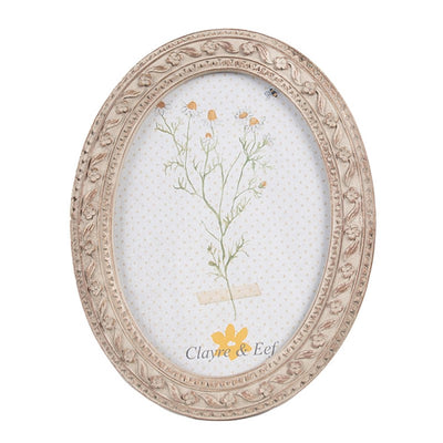 Clayre eef fotolijst ovaal beige goud 14x2x19cm 10x15cm