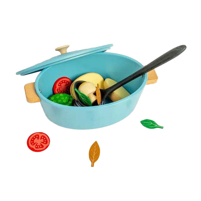 Bigjigs houten stoofpannen speelset, 17dlg.