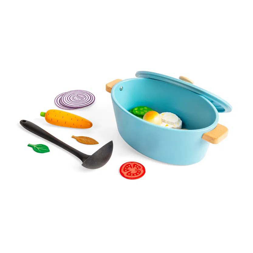 Bigjigs houten stoofpannen speelset, 17dlg.