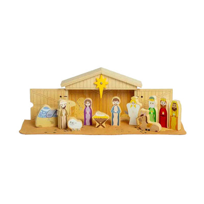 Bigjigs houten kerststal set, 13dlg.