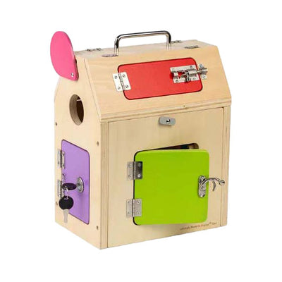 Bigjigs houten huis met sloten en grendels, 5dlg.