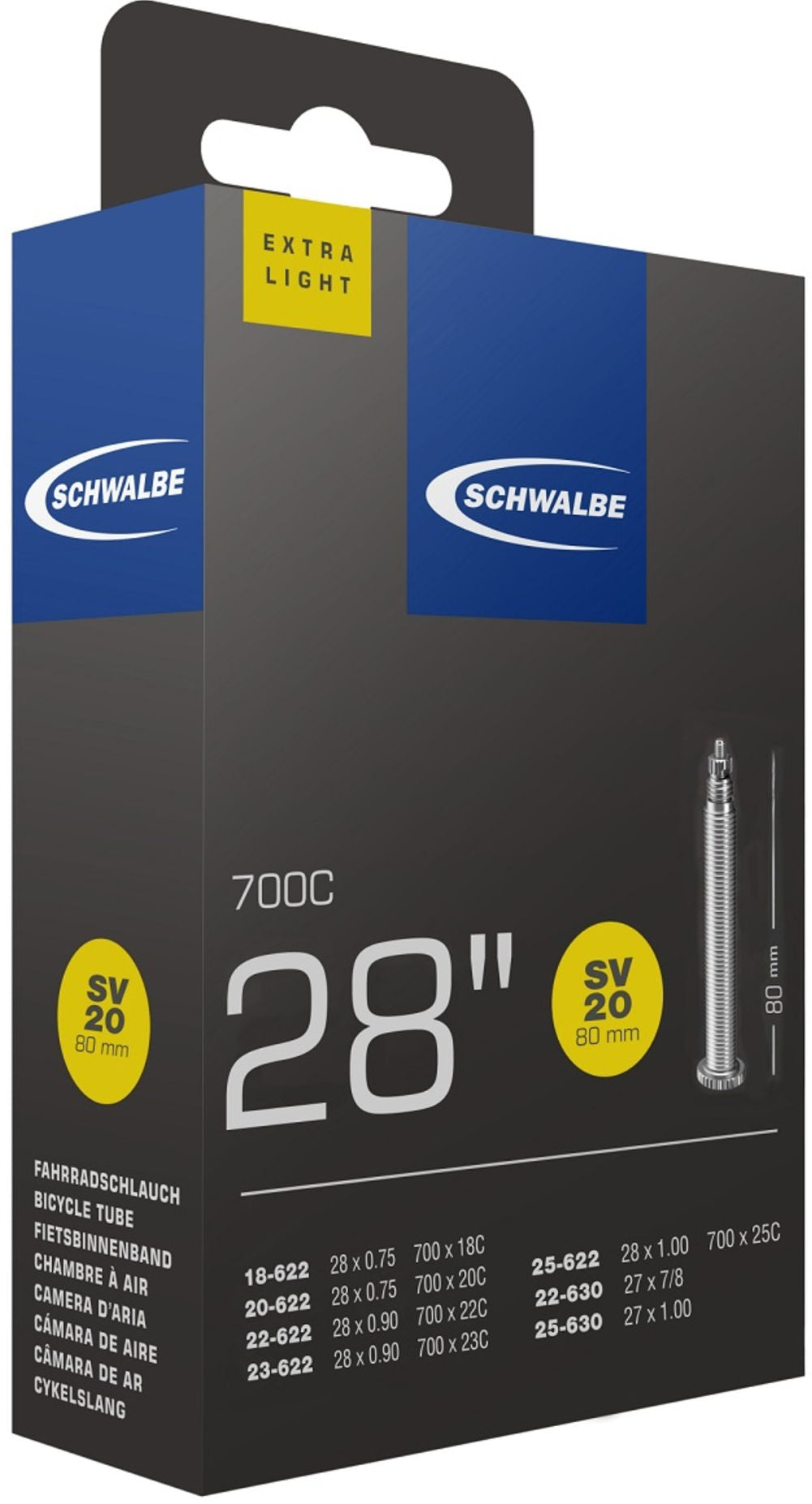 Schwalbe Binnenband 27 28 x 0.75 1.00 (18 25-622 630) FV 80 mm