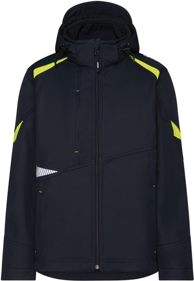 Dassy softshell kalama polyester nachtblauw fluogeel s