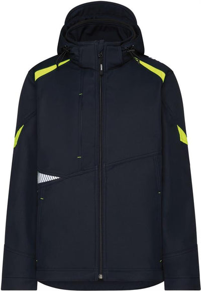 Dassy softshell kalama polyester nachtblauw fluogeel xl
