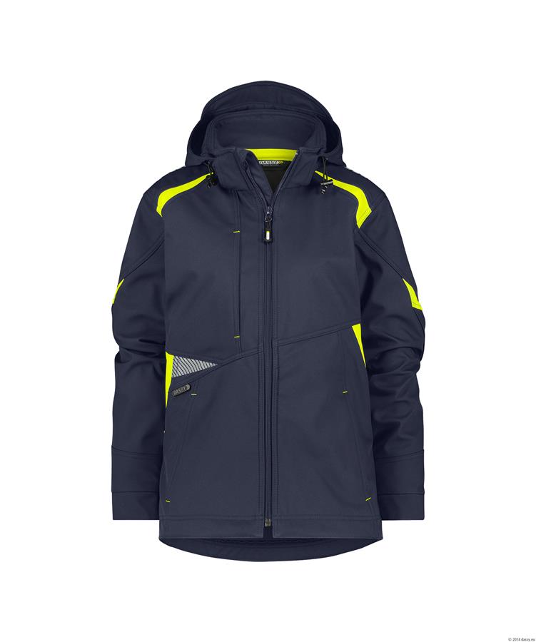 Dassy softshell kalama women polyester nachtblauw fluogeel xs