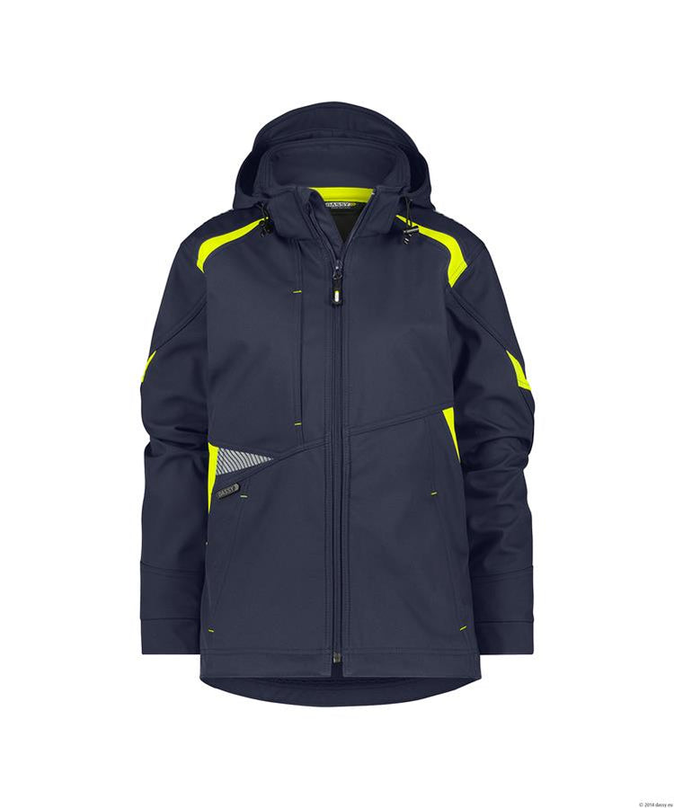 Dassy softshell kalama women polyester nachtblauw fluogeel xs