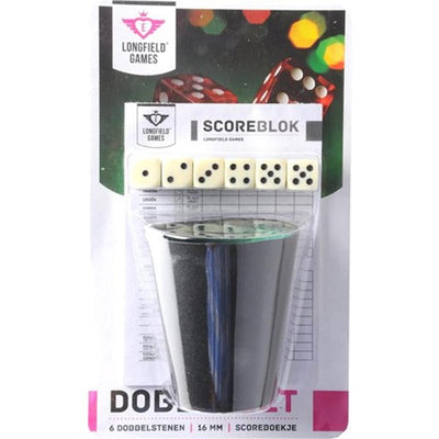 Longfield dobbelset beker+ 6 dobbelstenen