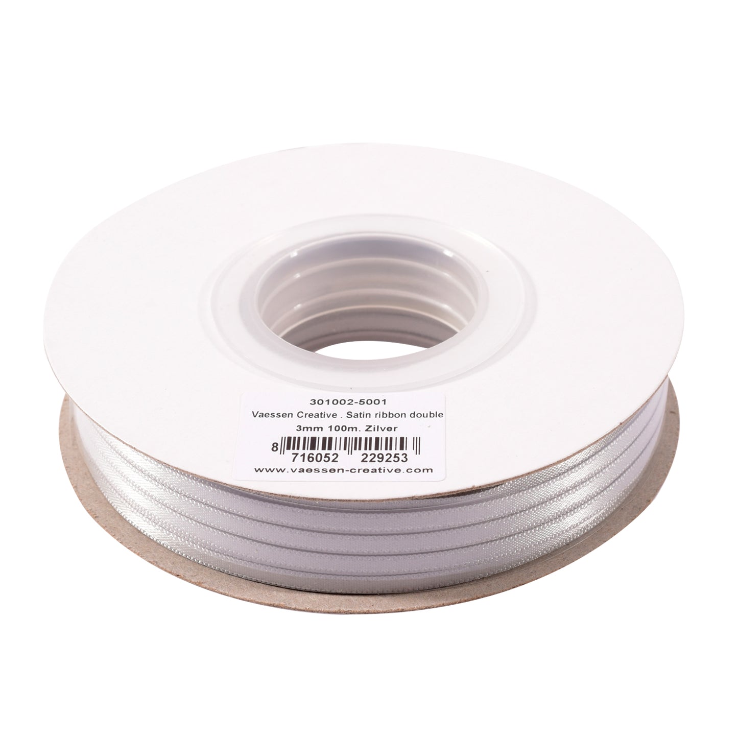 Vaessen creative • satijn lint 3mmx100m zilver