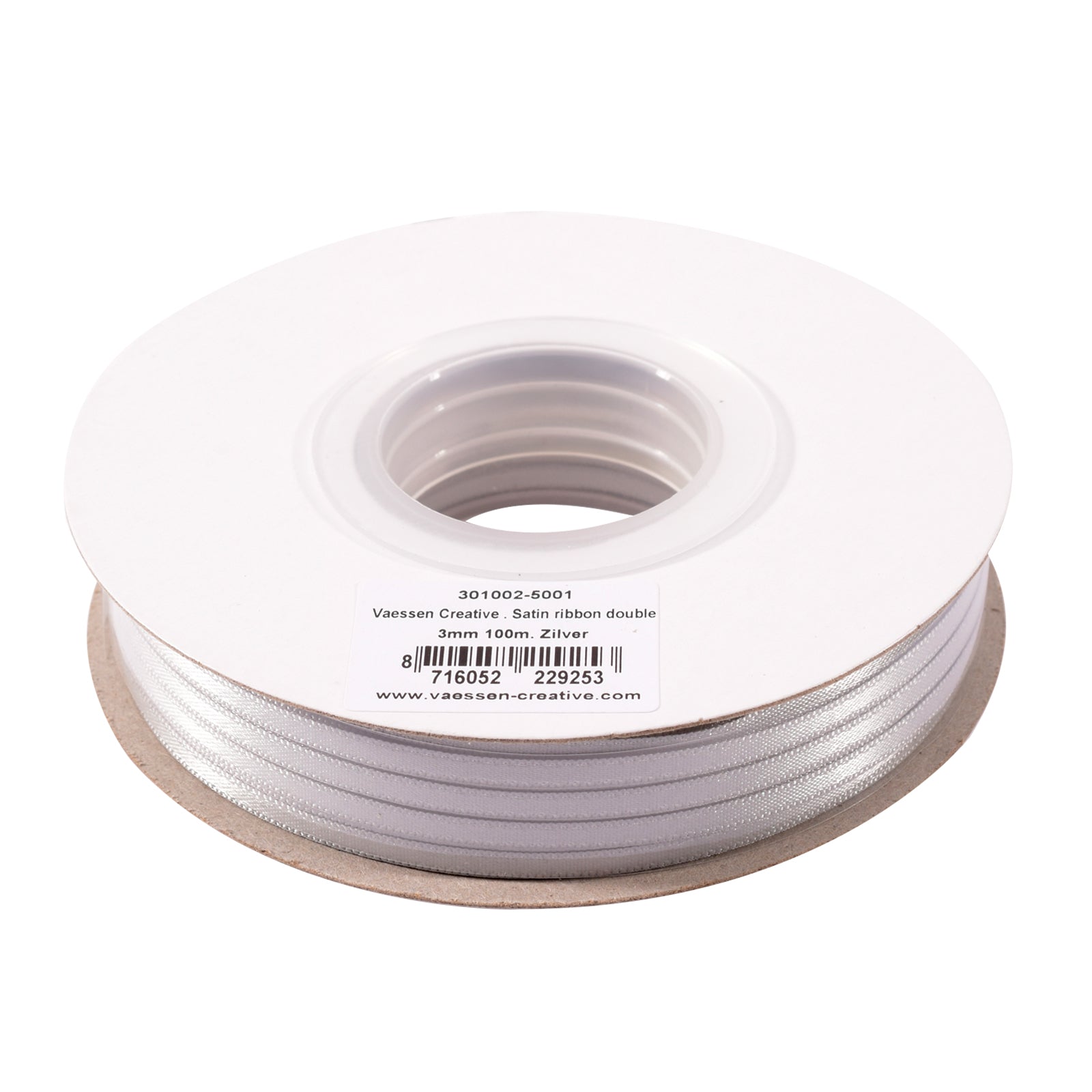 Vaessen creative • satijn lint 3mmx100m zilver