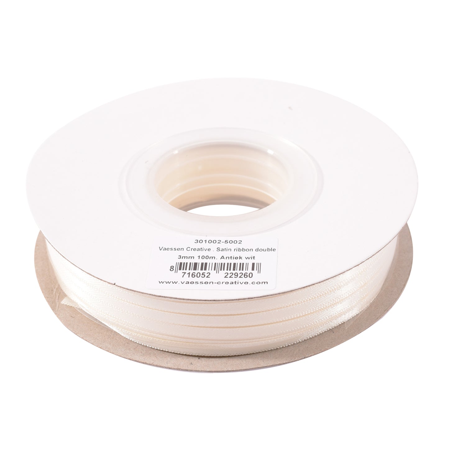Vaessen creative • satijn lint 3mmx100m antiek wit