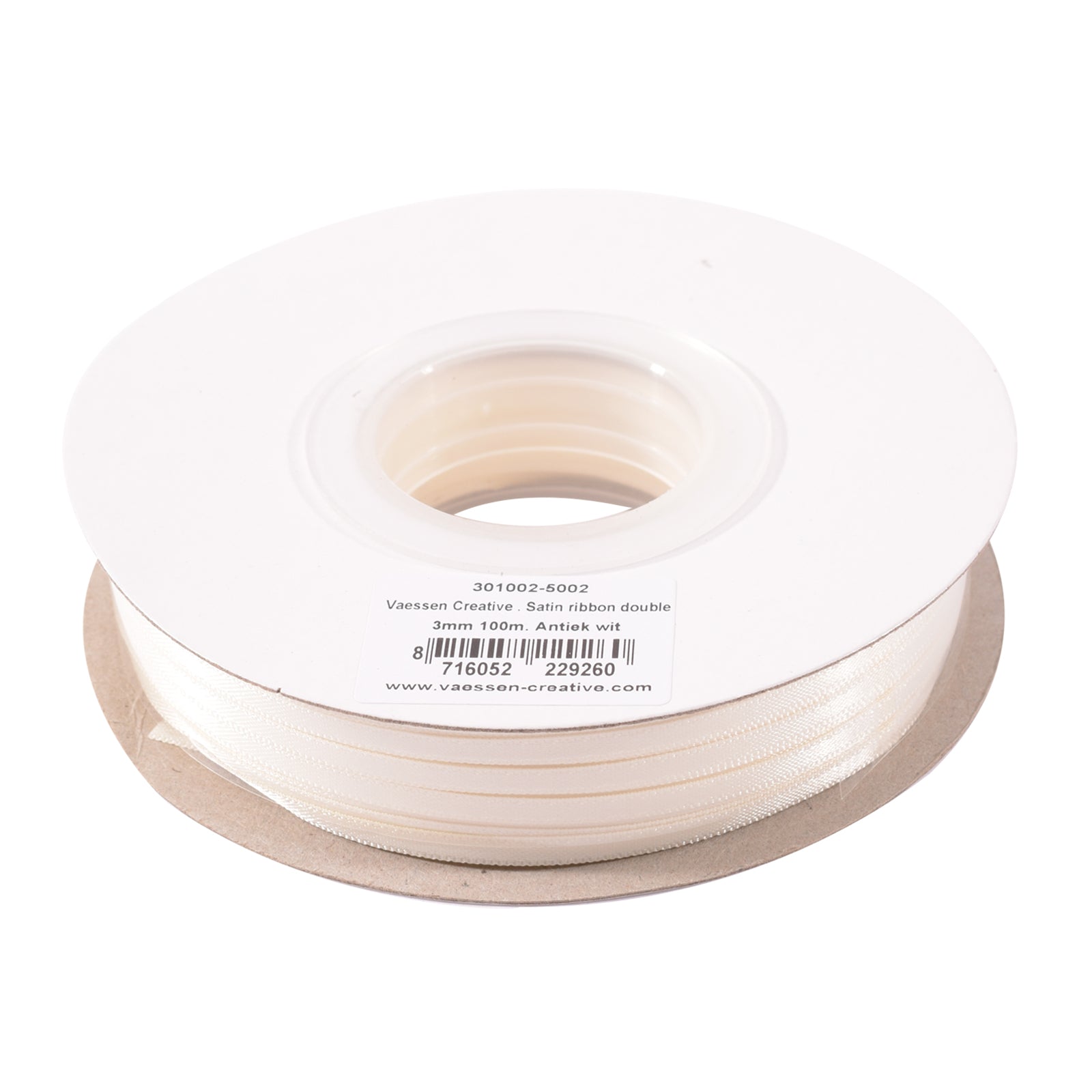 Vaessen creative • satijn lint 3mmx100m antiek wit