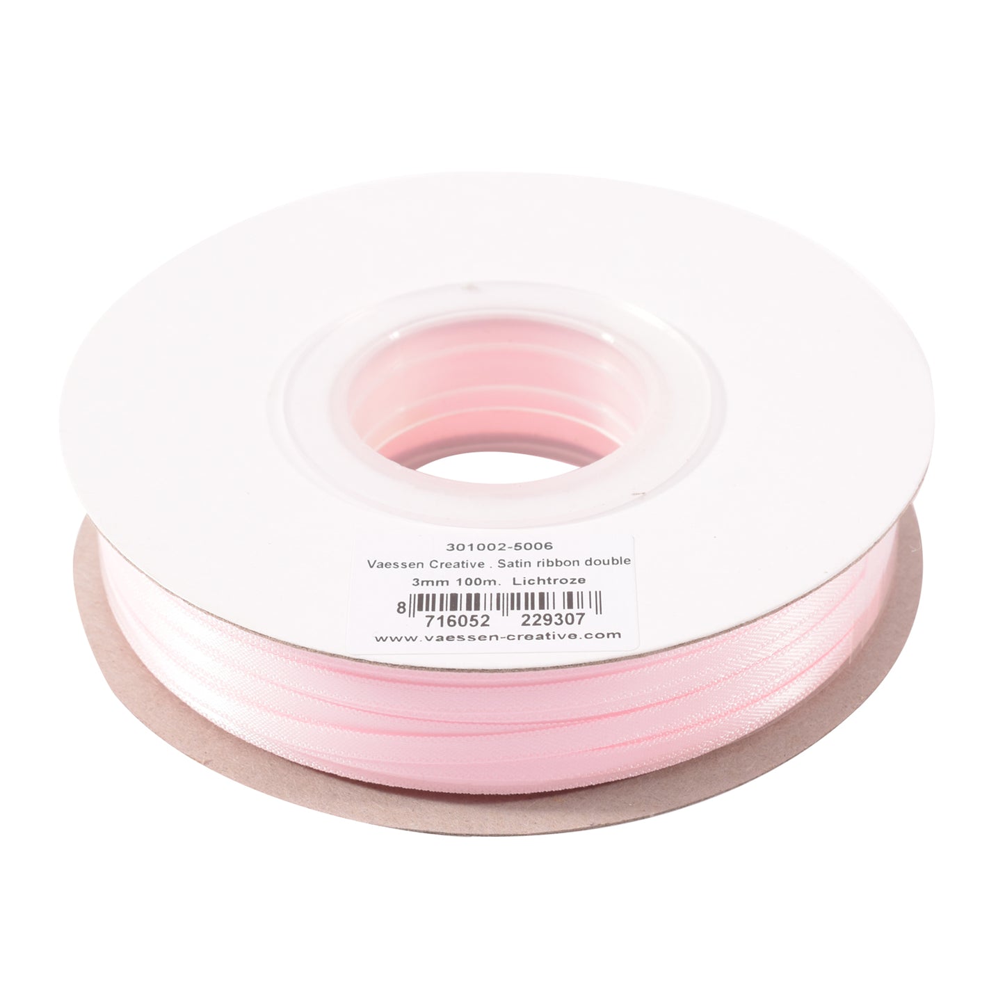Vaessen creative • satijn lint 3mmx100m pastel roze