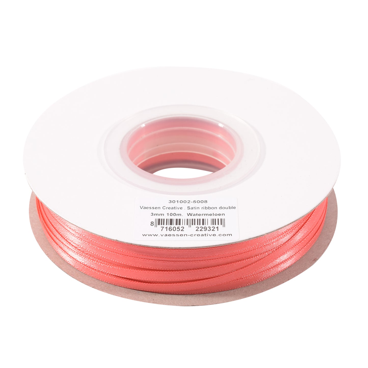 Vaessen creative • satijn lint 3mmx100m pastel rood