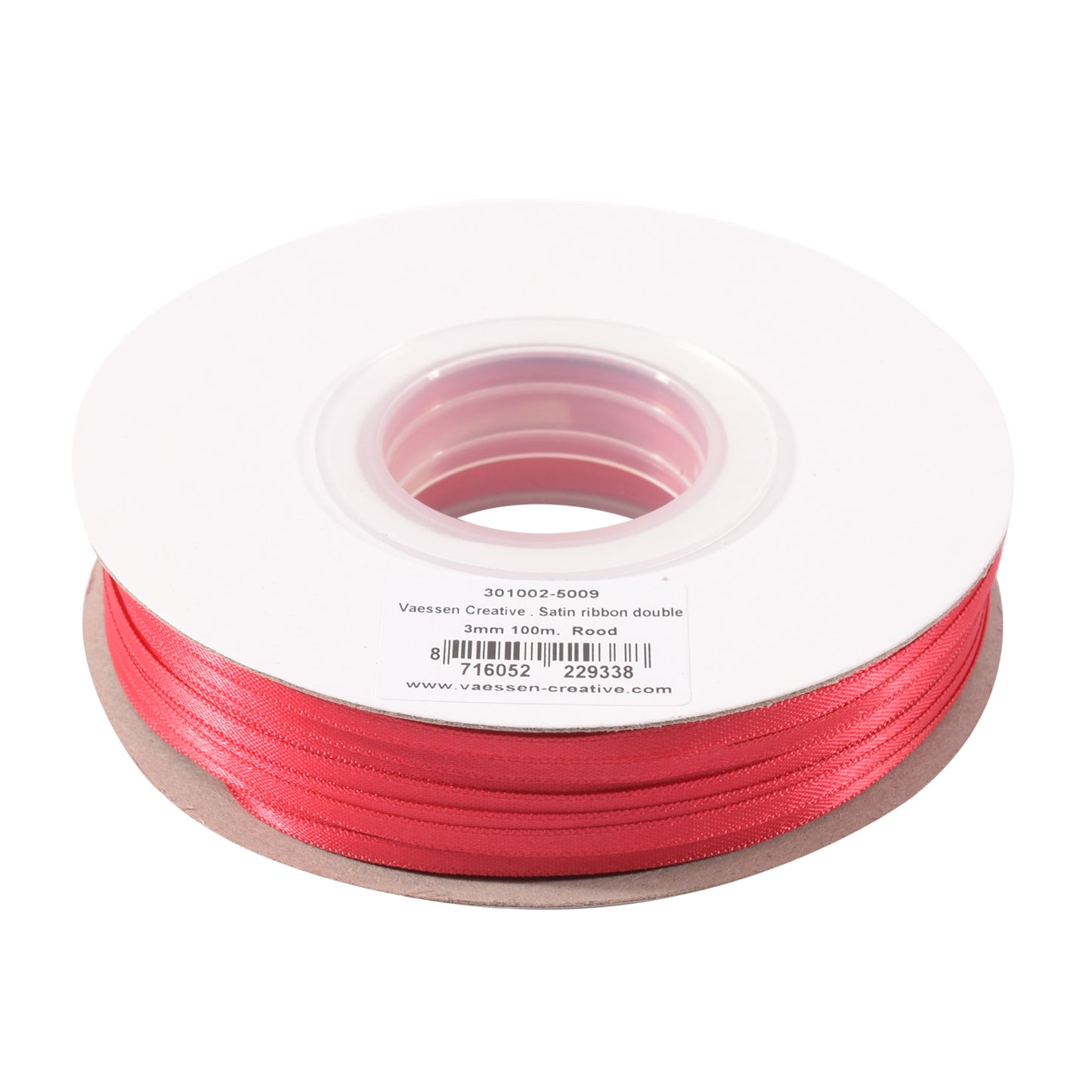Vaessen creative • satijn lint 3mmx100m rood