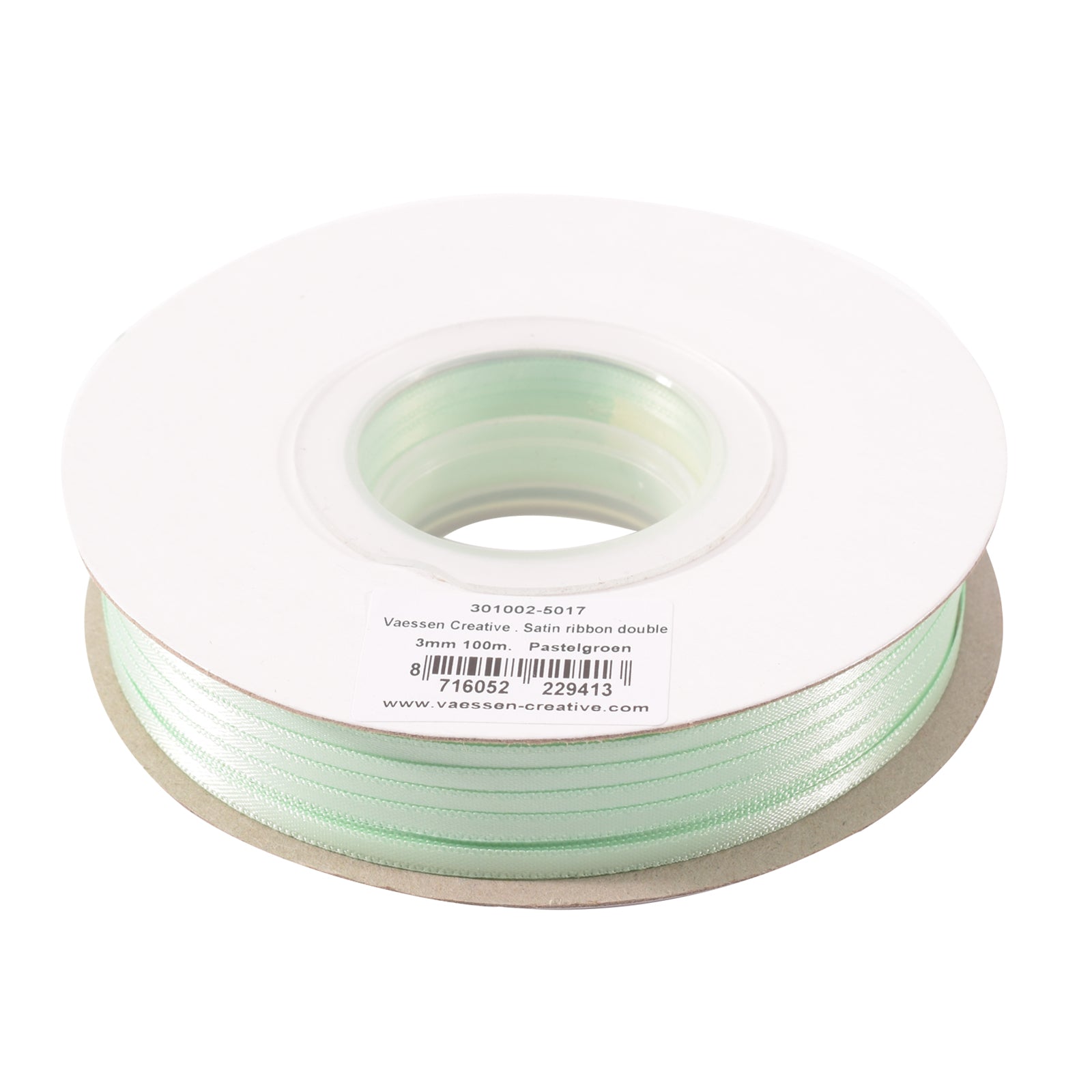 Vaessen creative • satijn lint 3mmx100m pastelgroen
