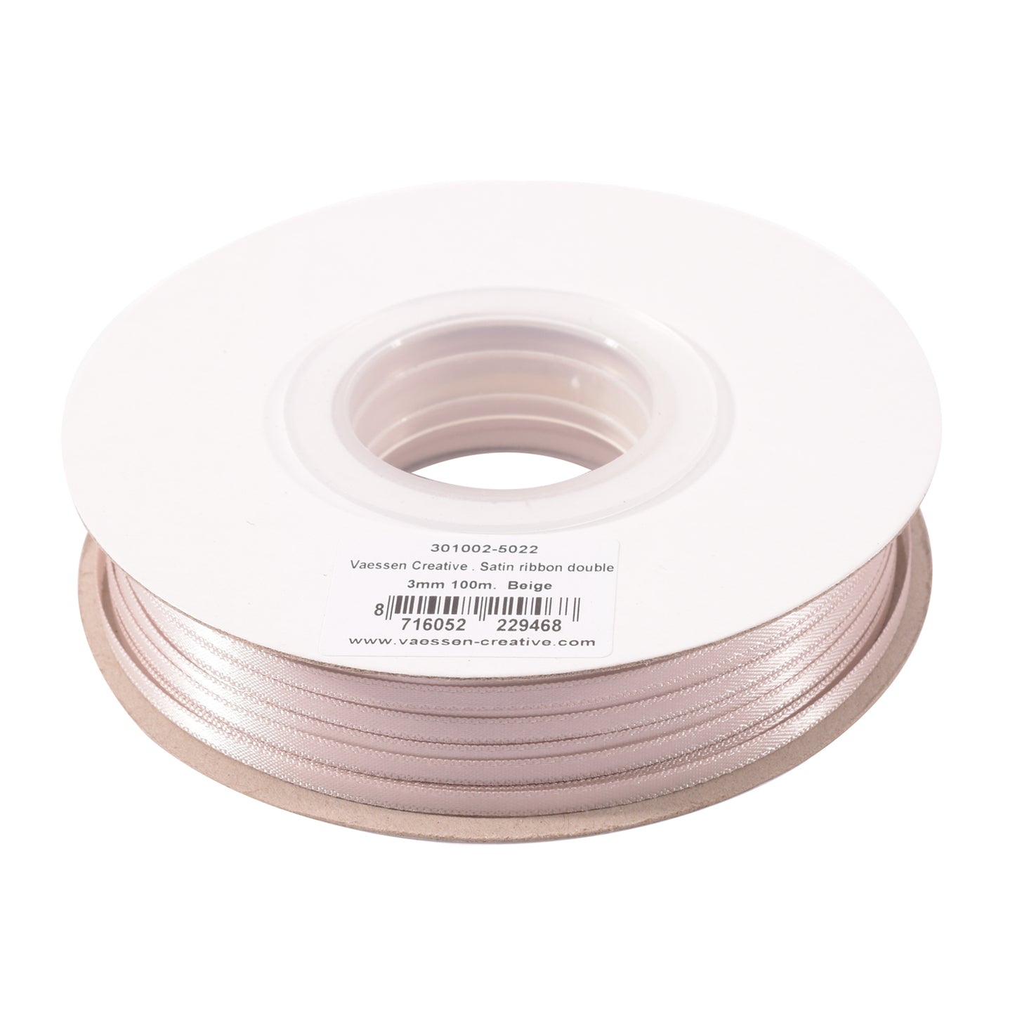 Vaessen creative • satijn lint 3mmx100m beige