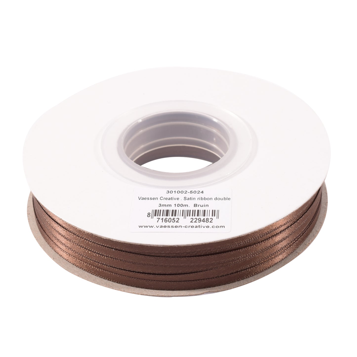 Vaessen creative • satijn lint 3mmx100m bruin