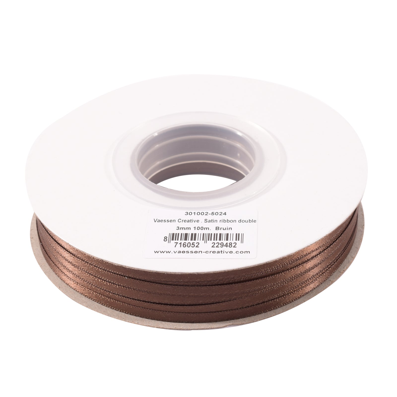 Vaessen creative • satijn lint 3mmx100m bruin