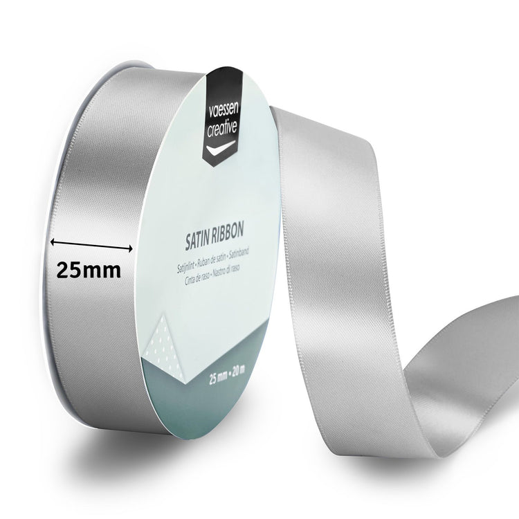 Vaessen creative • satijnlint 20mx25mm lichtzilver