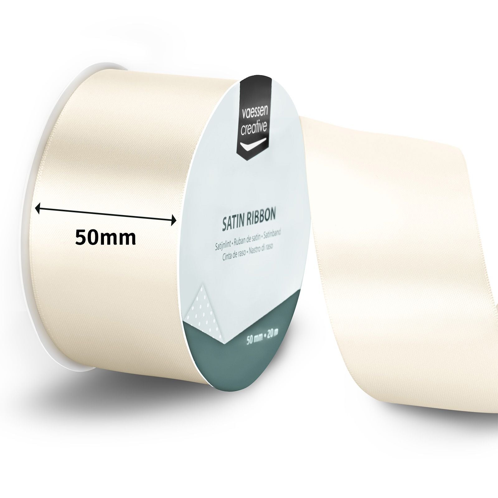 Vaessen creative • satijnlint 20mx50mm antiek wit