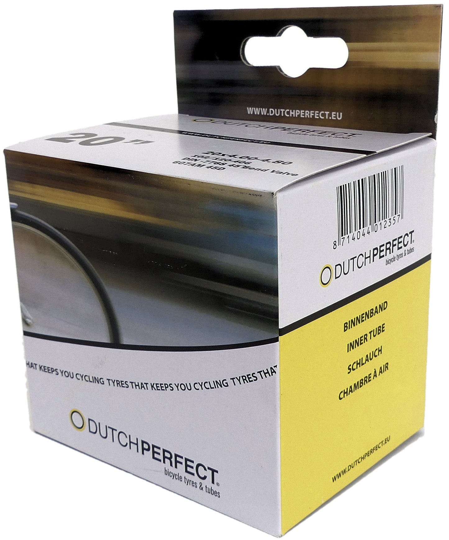 Dutchperfect binnenband dutch perfect fatbike 20 x 4.00 40-540 mm av gebogen 45° - zwart