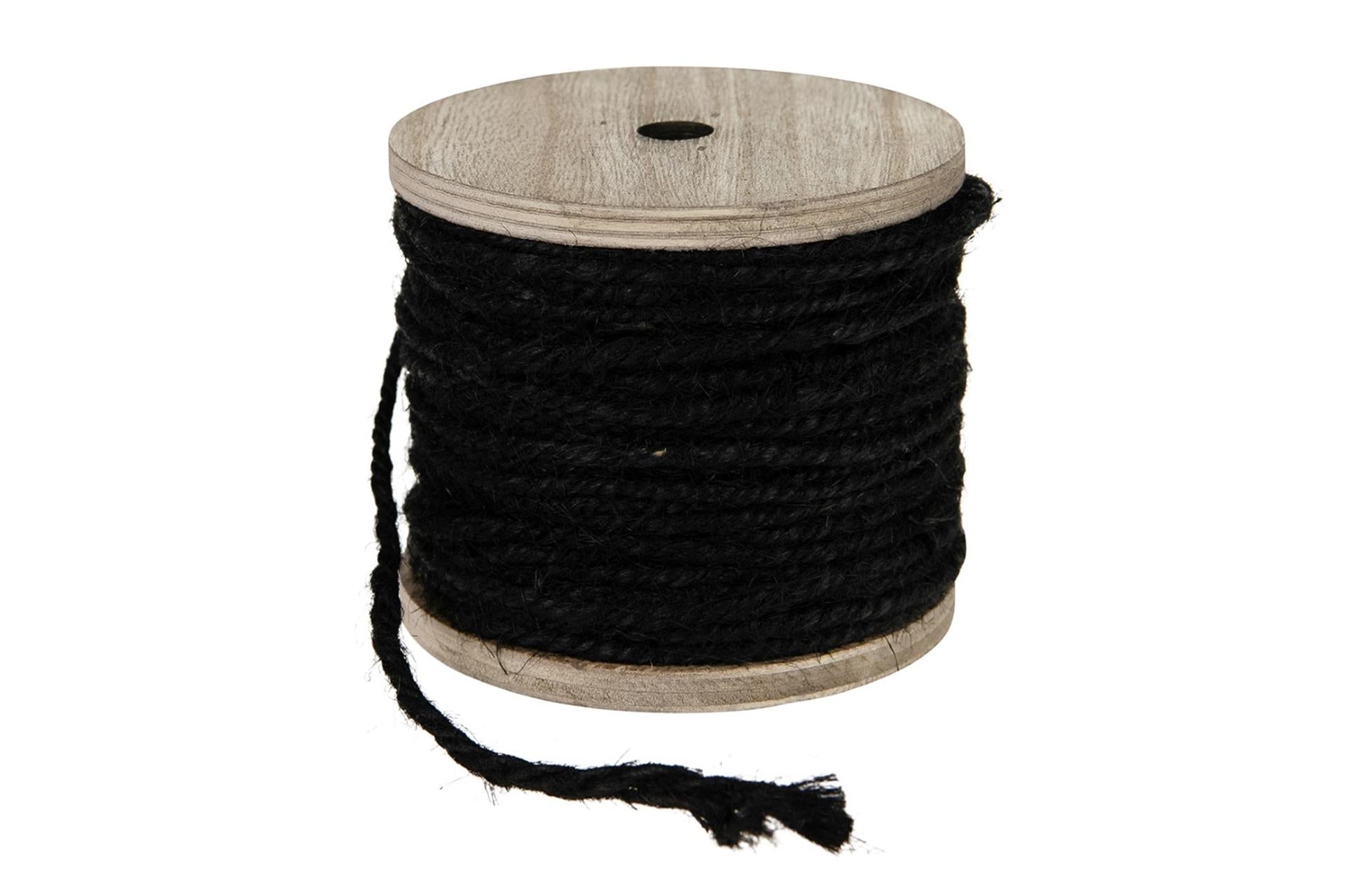 Dijk natural collections jute touw 130gr op houten spoel zwart