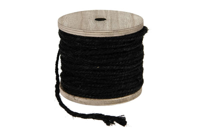 Dijk natural collections jute touw 130gr op houten spoel zwart
