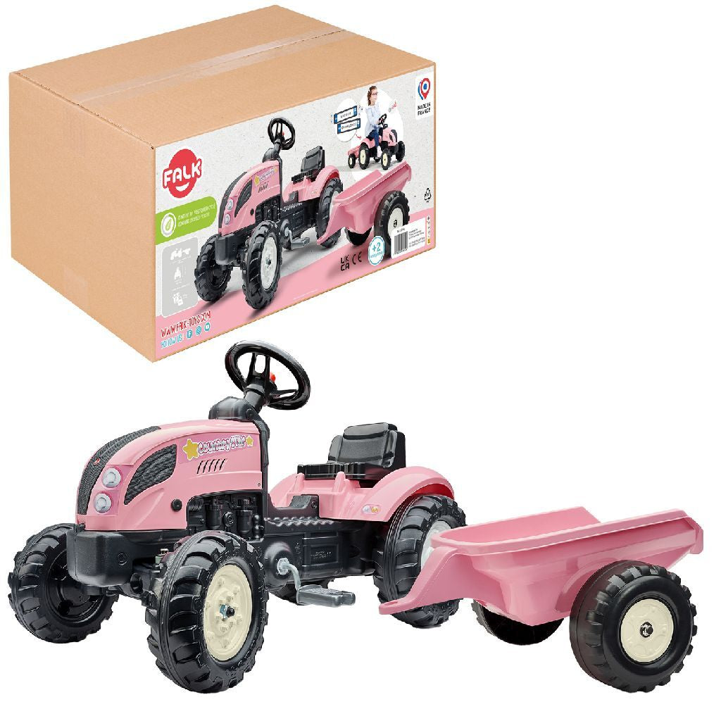 Falk tractor country farmer set pink 2+