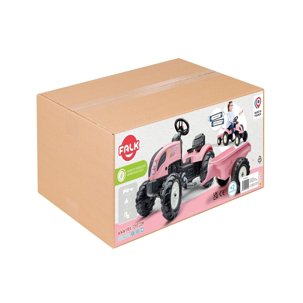 Falk tractor country farmer set pink 2+