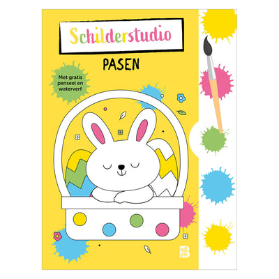 Standaard uitgeverij pasen: kleurboek met verf en penseel