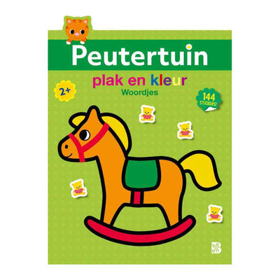 Standaard uitgeverij plak en kleur peutertuin woordjes 2+