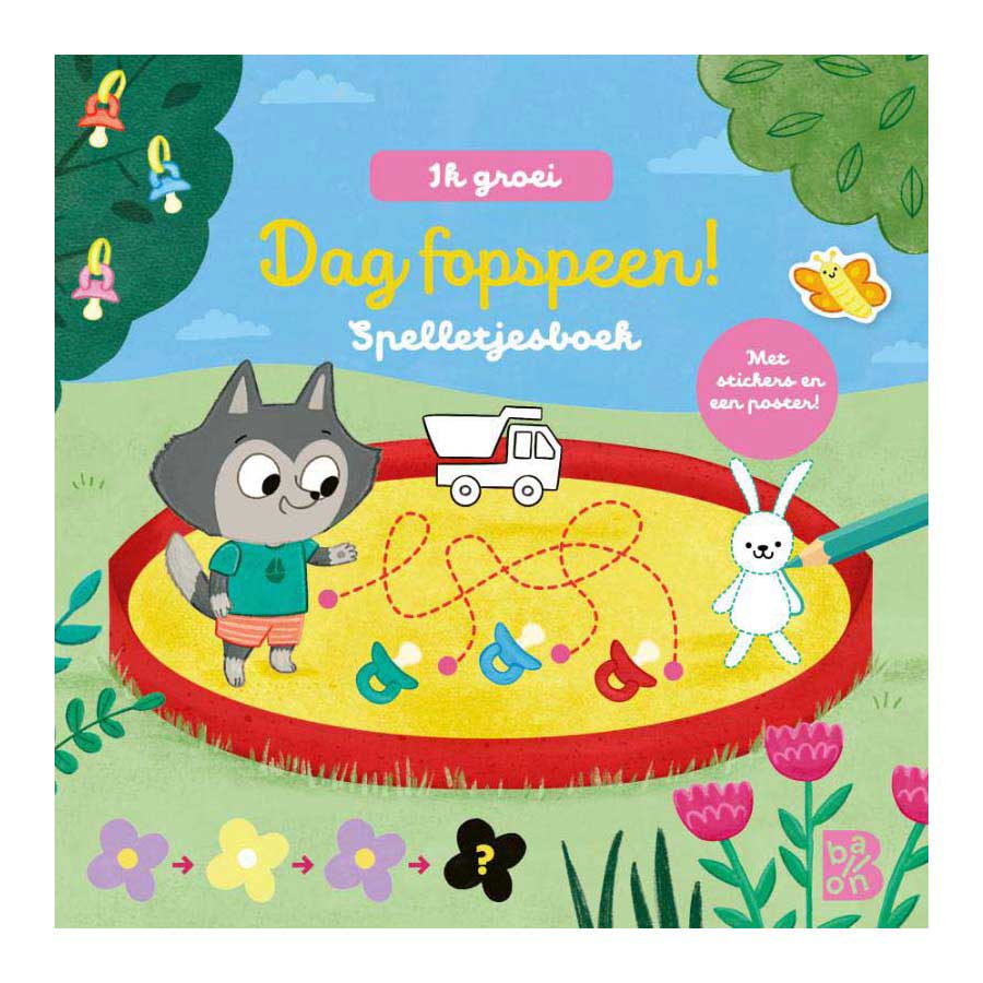Standaard uitgeverij spelletjesboek dag fopspeen met stickers en poster