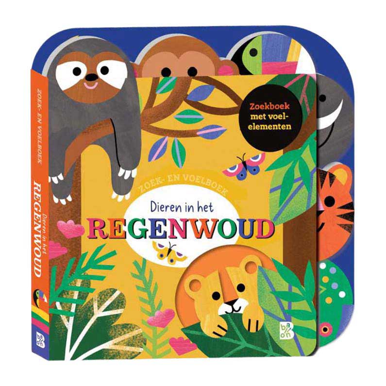 Standaard uitgeverij zoek- en voelboek - dieren in het regenwoud 12m+