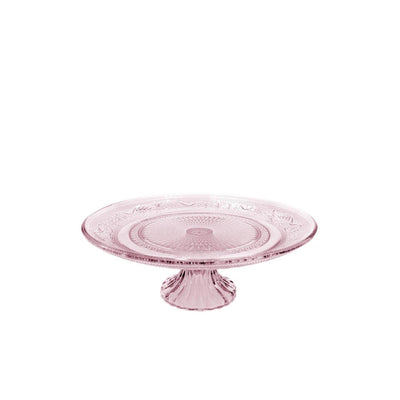 Ideas 4 seasons schaal op voet glas ø23xh8cm roze