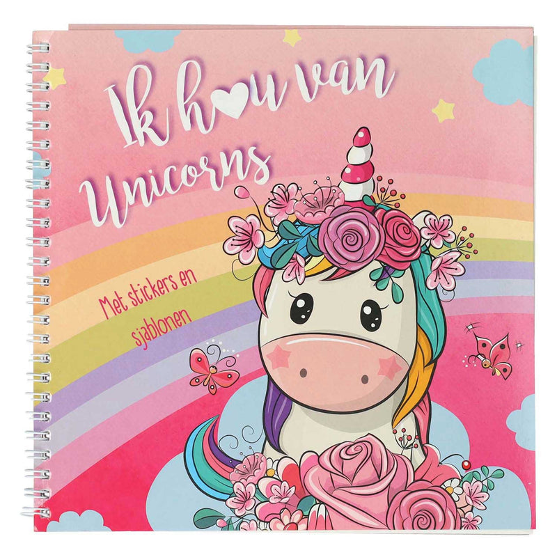 Mondikaarten sticker- en sjablonenboek ik hou van unicorns