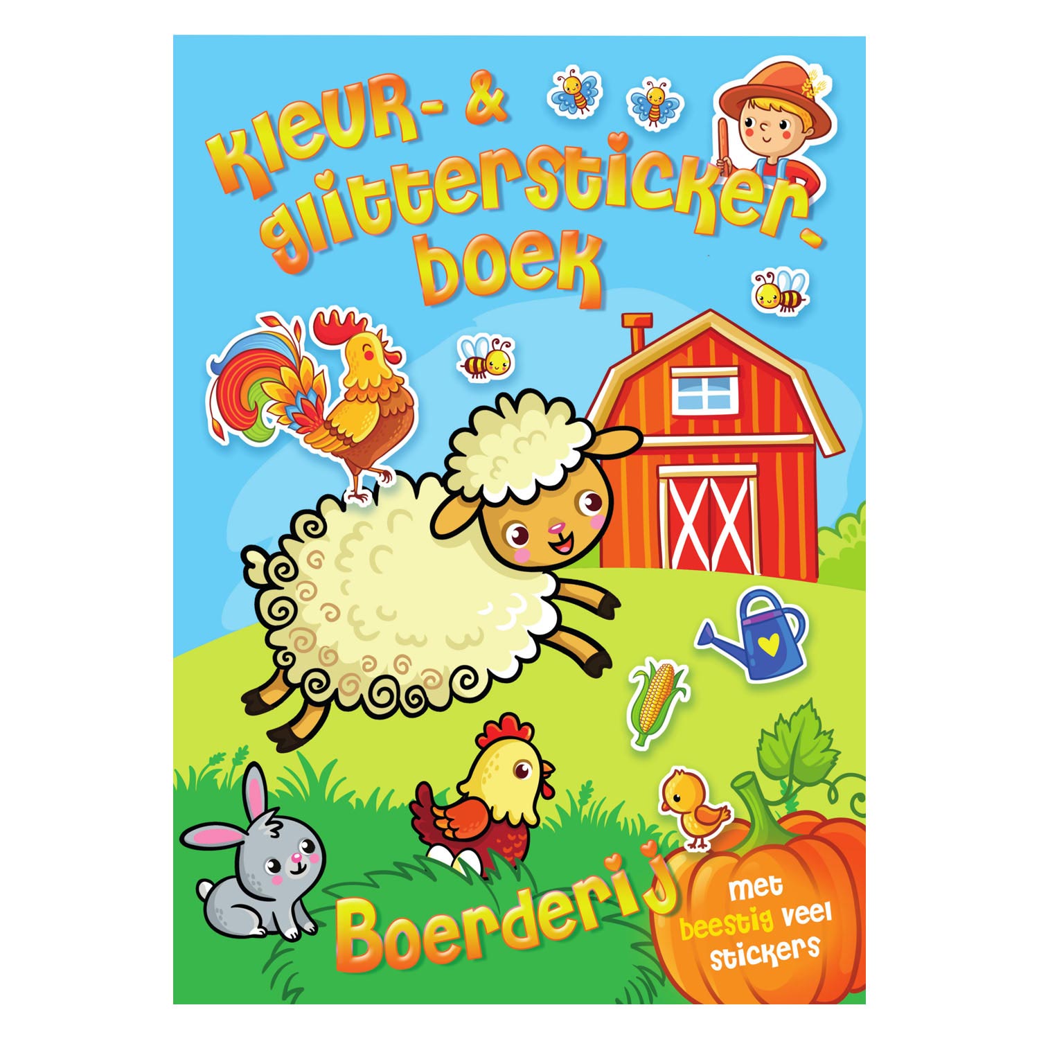 Mondikaarten kleur- glitter stickerboek boerderij