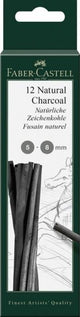 Faber-castell houtskool - pitt monochrome - dikte 5-8 mm - 12 stuks in doosje - fc-129298