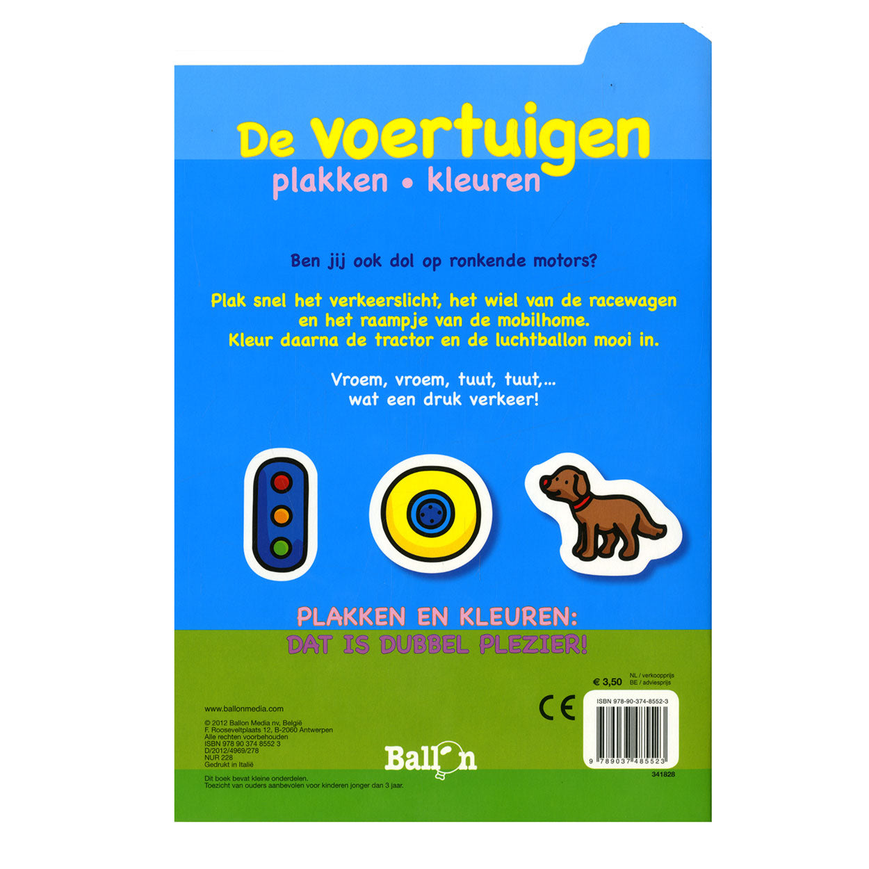Standaard uitgeverij plakken en kleuren - de voertuigen, 2-4 jaar