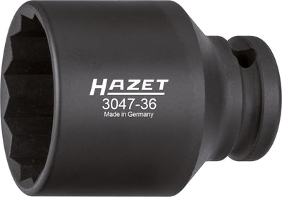 Hazet krachtdopsleutel 3047-36 · 1 2 inch (12,5 mm) vierkant hol · buitentwaalfkant tractieprofiel · sw 36 mm