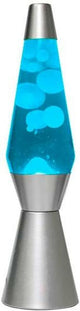I-total lavalamp raket - blauw met witte lava - 40 x 11 cm - glas aluminium -