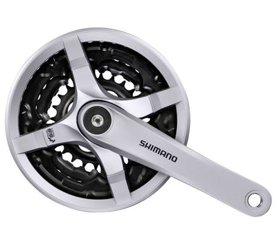 Shimano crankstel 6 7 8 speed tourney fc-ty501 met 170mm crankarm 42 x 34 x 24t met kettingscherm - zilver