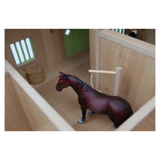 Kids globe paardenhoekstal met 3 boxen en berging roze 1:24