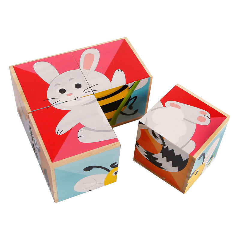 Houten blokpuzzel dieren fsc, 4st.