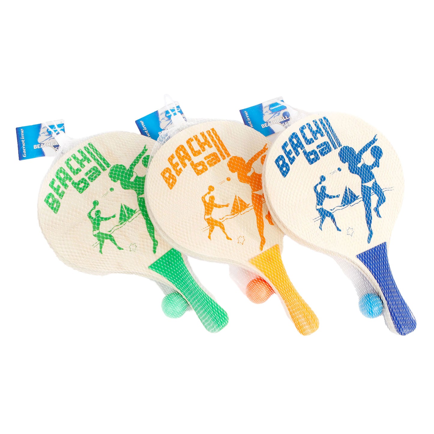 Gametime beachballset 38 x 24 cm hout blauw 3-delig