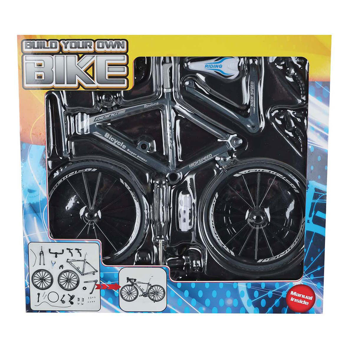 Van manen racefiets bouwpakket die-cast speelgoed fiets 19,5cm multicolor.