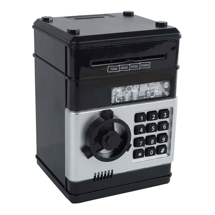 Geldkluis met geheime code zwart, 19,5cm