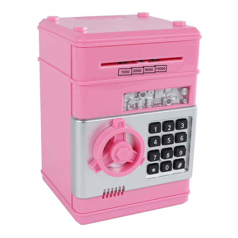 Geldkluis met geheime code roze, 19,5cm
