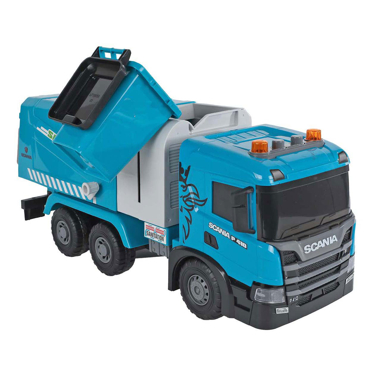 2-play scania vrachtwagen vuilniswagen frictie met licht en geluid