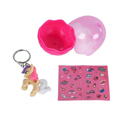 Unicorn sleutelhanger in ei met stickers, set van 12 stuks