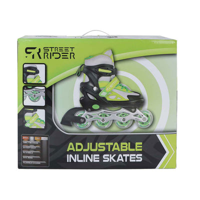 Street rider inline skeelers groen zwart verstelbaar, maat 33-36